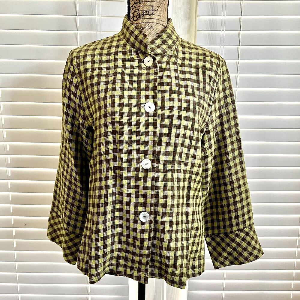 Cottage Clothing Inc Green Linen Jacket Blazer Sz Small Cottagecore Art To Wear